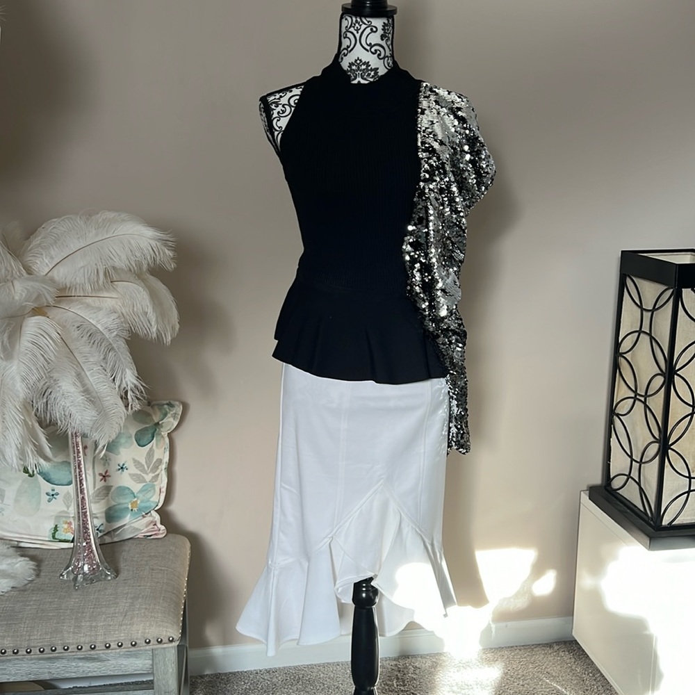 New York & Company, black and silver sequin top